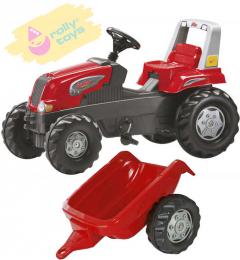 ROLLY TOYS Traktor dtsk lapac Junior s vlekou erven 800315